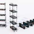 Industrial Rustic Metal Bookshelves With Multiple Tall And Low Storage Shelves Design