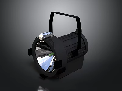 High Quality Black Stage Spotlight With Handle Clear Lens And Metal Frame 3d model