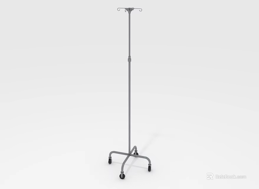 Mobile Medical IV Stand With Adjustable Height And Metal Frame Wheels 3d model 