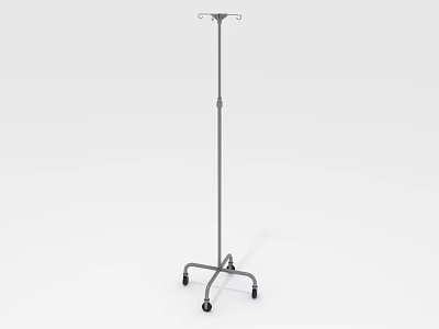 Mobile Medical IV Stand With Adjustable Height And Metal Frame Wheels 3d model
