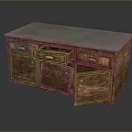 Wooden Storage Cabinet With Drawers Doors And Light Colored Countertop Structure Design