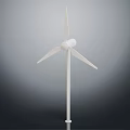 White Wind Turbine Model With Three Blades Stable Base On Gray Background 3d model