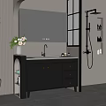 Modern Bathroom Vanity Cabinet With Mirror Sink Flower Vase And Drawers