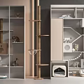 Modern Multifunctional Cat Cabinet Shelves With Tiered Storage Scratching Post Cat Bed And Toys