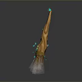 Magical Wooden Broomstick With Glowing Blue Tips And Enchanted Bristle Design