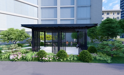 New Chinese style outdoor beauty by gazebo 3d model