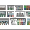 Public Waste Sorting Facilities With Color Coded Trash Bins And Information Signage 3d model