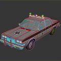 Classic Silver Police Car With Roof Lights Front Badge And Side Stripes