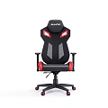 Black And Red Office Chair With Mesh Back Ergonomic Design Armrests And Wheels