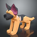 Polygonal German Shepherd Dog 3D Model with Geometric Shapes and Modern Low Poly Design