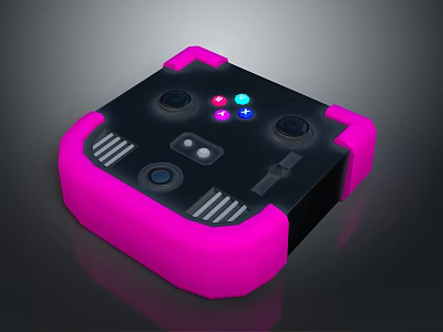 Stylish Pink Electronic Device Controller With Colorful Buttons Knobs And Indicator Lights 3d model
