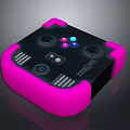Stylish Pink Electronic Device Controller With Colorful Buttons Knobs And Indicator Lights 3d model