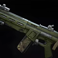 Green Military Rifle with Camouflage Magazine and Metal Tactical Components