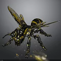 Realistic Mechanical Bee With Yellow Black Stripes And Metallic Wings Design
