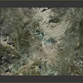 3D Natural Landscape Terrain Model Featuring Mountains Lakes and Lush Green Vegetation