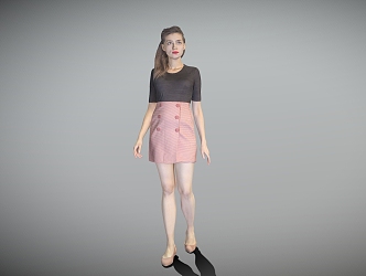 Business beauty standing beauty model 3d model