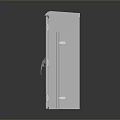 Two White Storage Cabinets with Simple Design and Metal Handles on Dark Surface