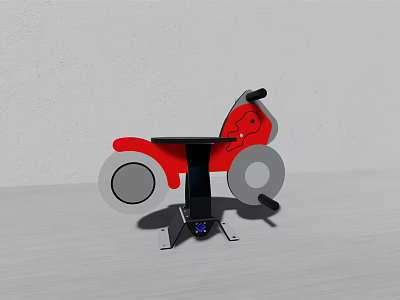 Fun Red Motorcycle Shaped Rocking Play Equipment with Black Handles and Wheels 3d model