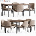 Modern table and chair combination astrud westelm box frame 3d model