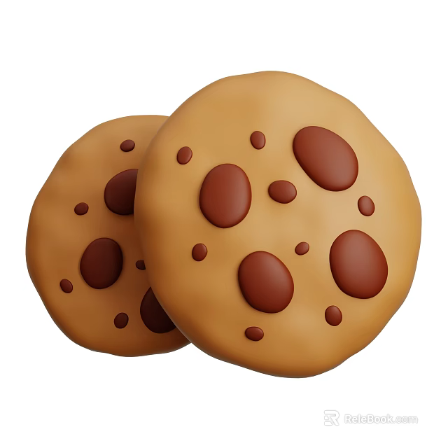 Delicious Freshly Baked Chocolate Chip Cookies With Golden Brown Surface And Melty Chocolate Chunks 3d model 