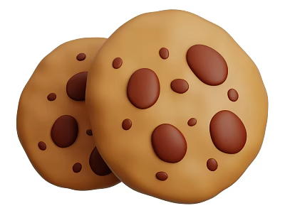 Delicious Freshly Baked Chocolate Chip Cookies With Golden Brown Surface And Melty Chocolate Chunks 3d model