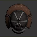 Ancient Metal Warrior Helmet With Spiked Top And Leather Ear Flaps