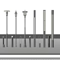 Various Designed Outdoor Lights With Street Lamp And Columnar Styles Against Blue Sky Background