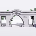 Traditional Chinese Garden Wall With Arched Doorways Tiled Roof And Bamboo Plants