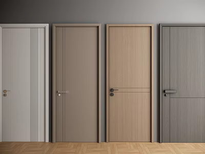 Wooden Hinged Doors In Various Colors White Light Brown Dark Gray For Interior 3d model