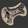 Rustic Wooden Tree Stump Decorative Art With Stone Base And Natural Grain Texture