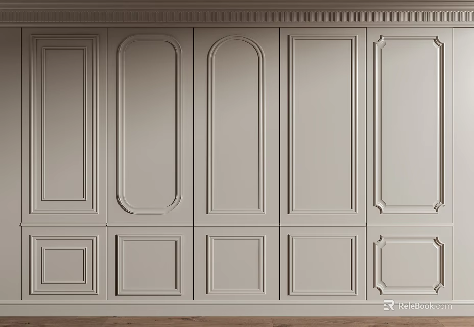 Elegant Modern Interior Wall Paneling Design With Decorative Molding And Various Patterns 3d model 