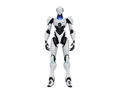 Futuristic Robot Decorative Ornament Set with White Black Design and Blue Accents 3d model