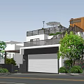 Modern Detached Villa With White Exterior Garage Balcony Staircase And Greenery