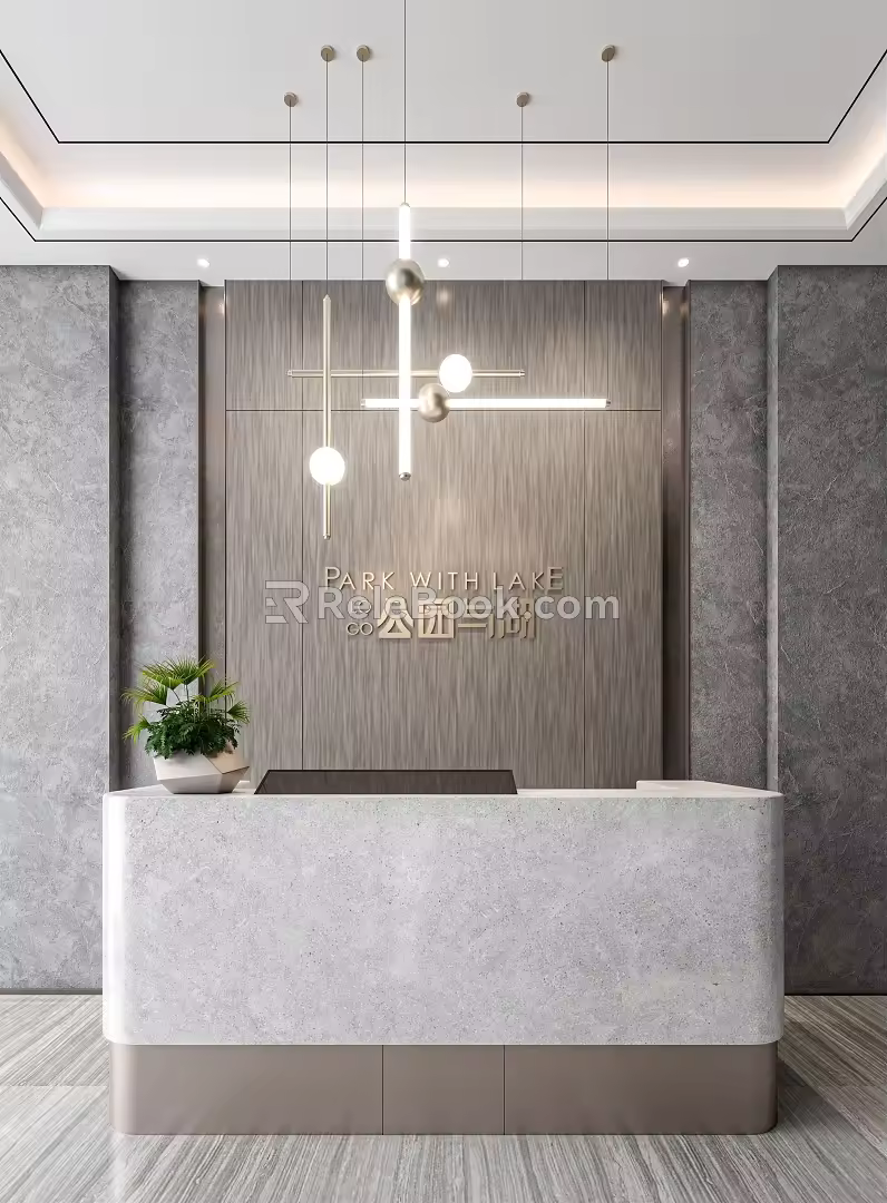 Modern reception desk 3d model