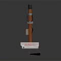 Industrial Device With White Base Brown Pole Gray Top Red Button And Yellow Label