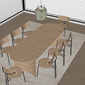 Modern Dining Table and Chair Combination 3d model