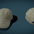 Khaki Canvas Baseball Cap With Stitching Detail Adjustable Strap And Classic Brim Design