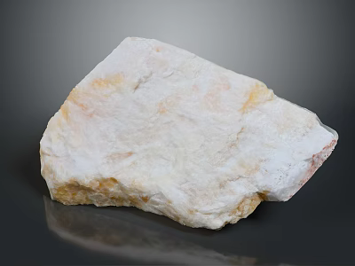 Natural White Yellow Stone Block With Raw Textured Surface And Reflective Base 3d model