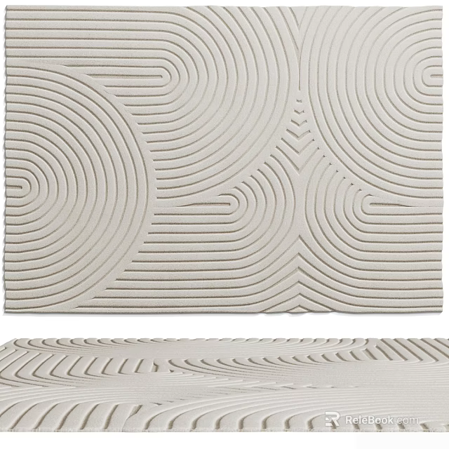 Square Rug With Textured Geometric Line Patterns In Modern Style 3d model