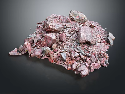 Pile of Natural Red and Purple Crushed Stone Gravel Aggregate 3d model