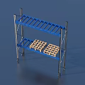 Blue Metal Display Rack With Multiple Layers And Wooden Pallets For Storage Use