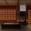 Traditional Tea House Interior With Wooden Shelves And Tea Sets