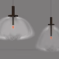 Modern Petal Shaped Glass Pendant Lights With Amber Hue And Metal Hanging Frames