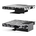 Modern Square Coffee Table Design with Black and White Marble Texture and Black Base 3d model