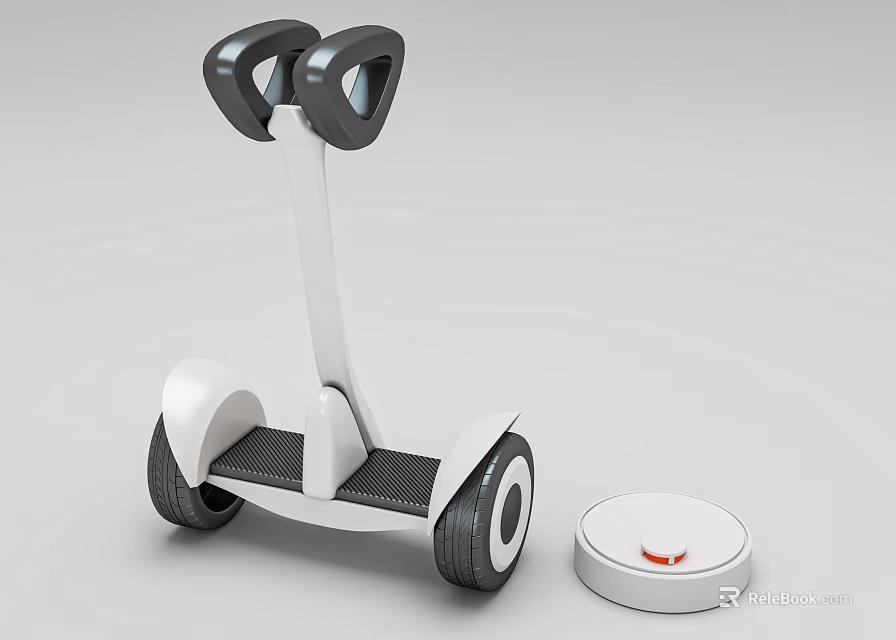 White Self Balancing Hoverboard With Remote Control And Black Wheels 3d model 