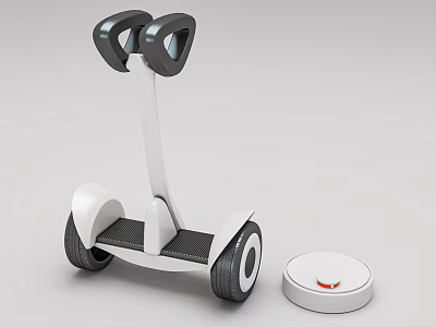 White Self Balancing Hoverboard With Remote Control And Black Wheels 3d model