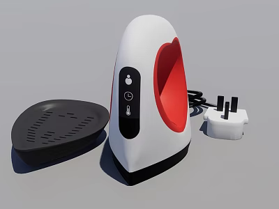 Industrial Equipment With White Body Red Component Black Plate And White Power Plug 3d model