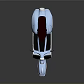 Light Blue Scooter With Red Seat And White Rim On Dark Reflective Surface