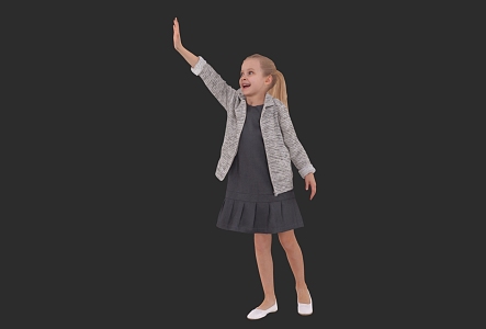 Cute little girl hello girl child 3d model