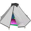 Cone Shaped Canvas Tent With Open Door And Colorful Mats Inside